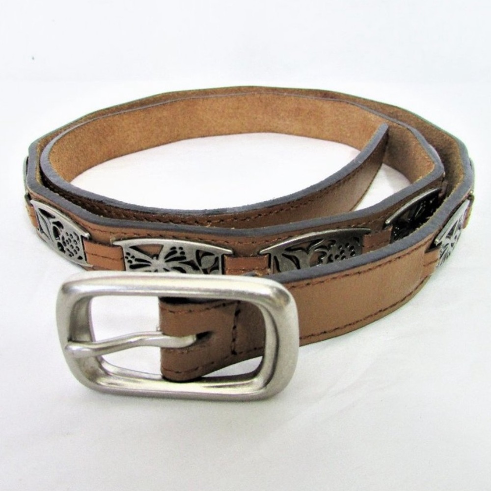 Fossil Light Brown and Silver Women's Belt Like New! Size Large/Extra Large